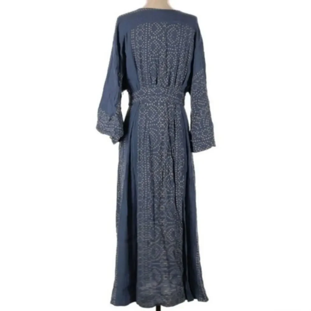 Free People Blue Boho Wide Sleeve Midi Dress - Picture 5 of 12